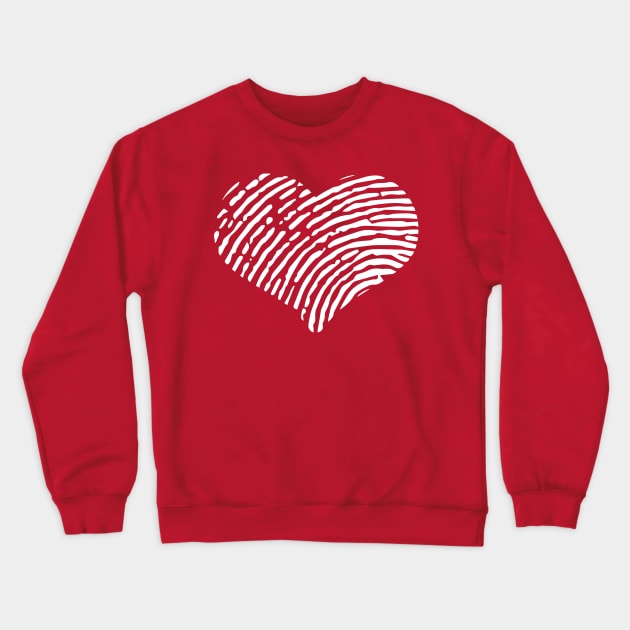 Heart Fingerprint White Love Crewneck Sweatshirt by Shirtbubble